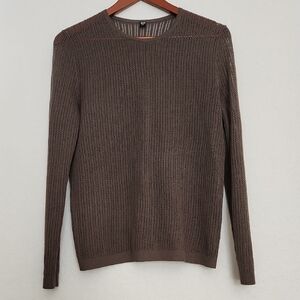 Uniqlo Women's Crewneck Brown Mesh Sweater